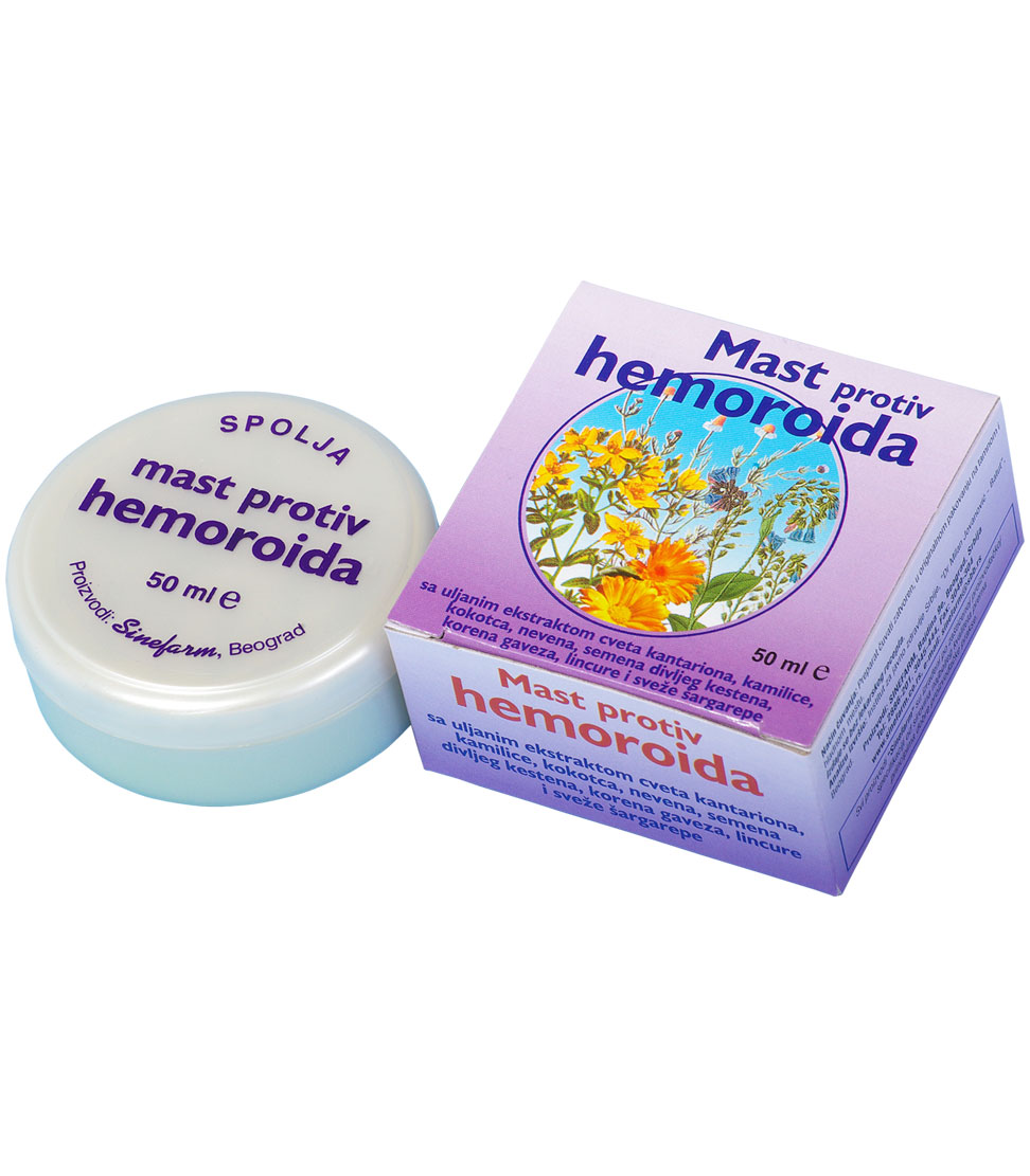Mast protiv HEMOROIDA sa biljnim ekstraktima, <br>cinkom i vitaminima A, D i E<br>-50 ml-e