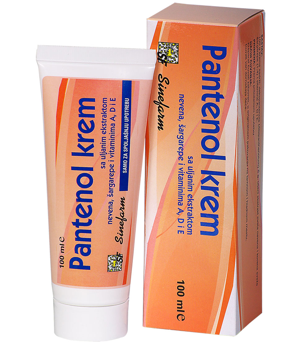 Krem PANTENOL sa ekstraktima nevena, <br>šargarepe, pantenolom i vitaminima A, D i E<br>-100 ml-e